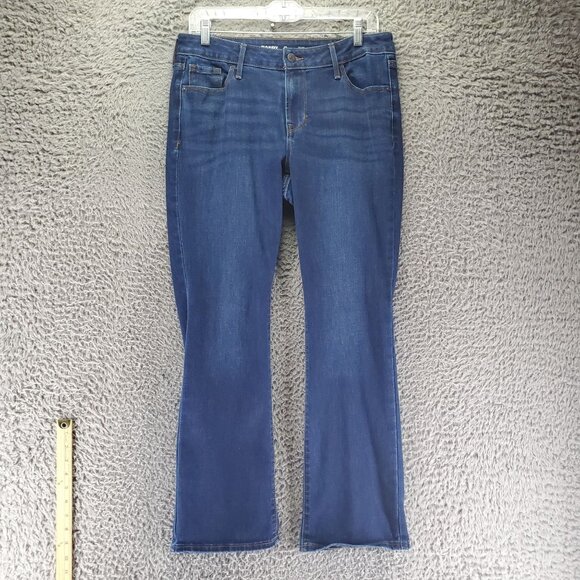 Old Navy Jeans Womens 10 Petite Blue Mid-Rise Kicker Boot-Cut Stretch Denim - Picture 1 of 12